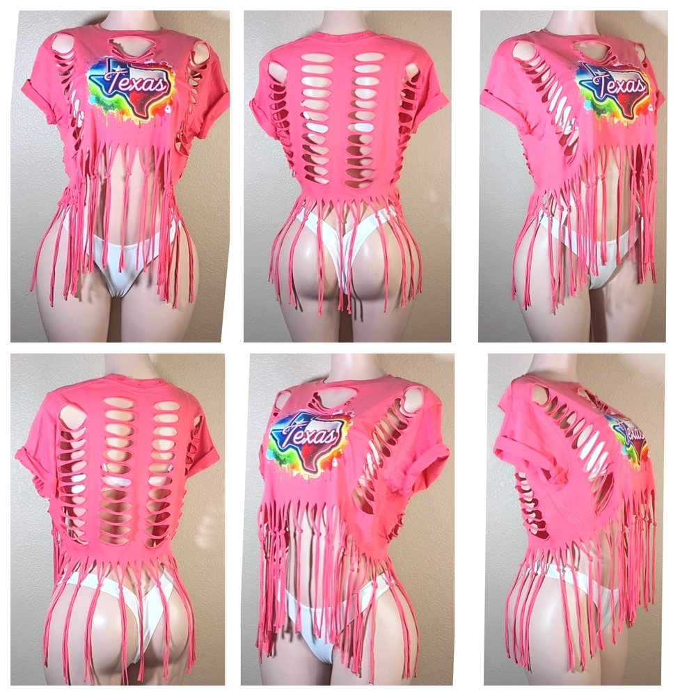 Pink Fringe Texas Custom Short Sleeve Tee